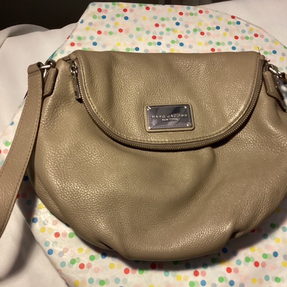 Marc Jacobs purse beige gray soft Leather shoulder bag luxury cream COA- SALE - Picture 3 of 14